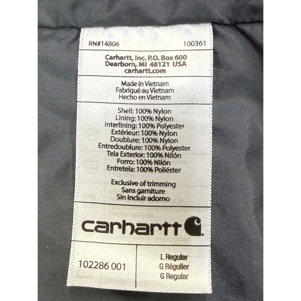 Carhartt Rain Defender Relaxed Fit Quilted Vest‎ Black Mens Large OV2286-M